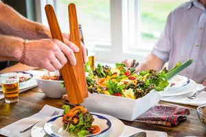 using Earlywood wooden spatulas as wood salad tongs
